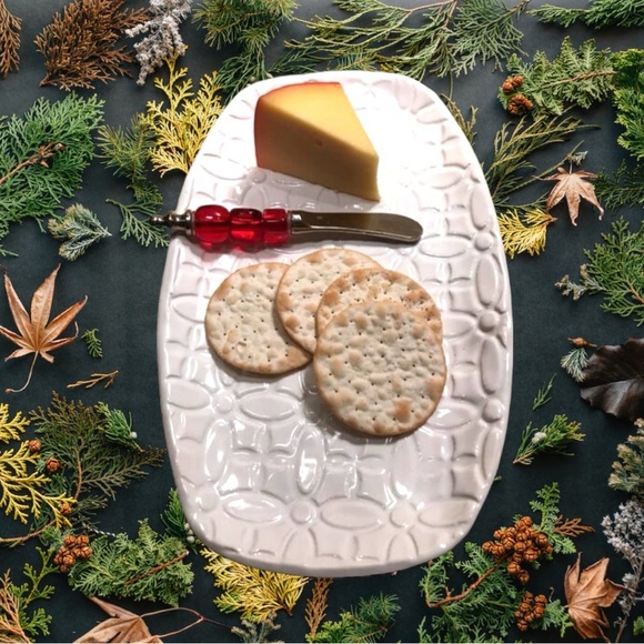 White Rectangular Serving Plate, Jewelry Dish,Candle Charger From MY CLAY STUDIO - Picture 1 of 7